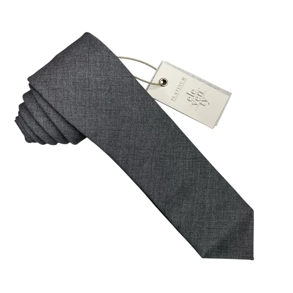 Eleventy First Class Platinum Collection NEW Men's Skinny Gray Tie 2 1/8